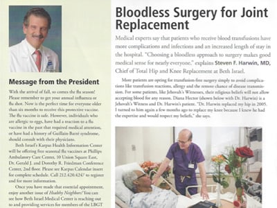 Bloodless Surgery for Joint Replacement